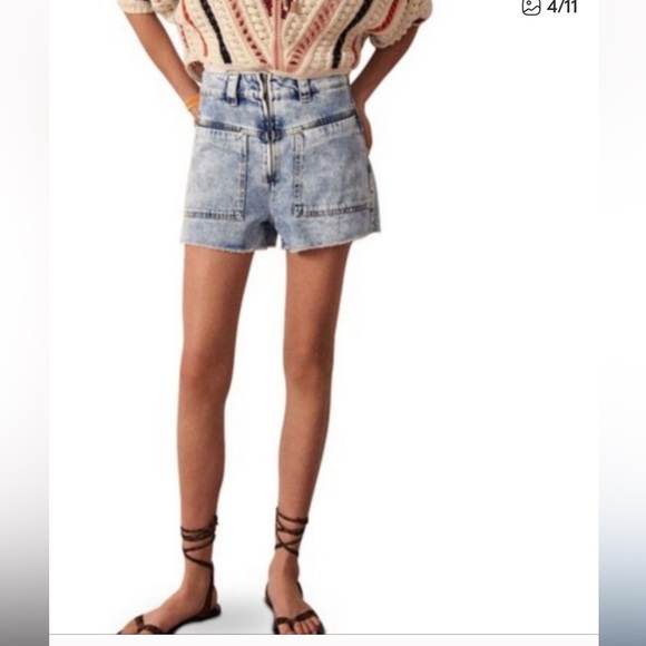 ba&sh David Highwaist Acid Wash Short 1 Small - Picture 2 of 9